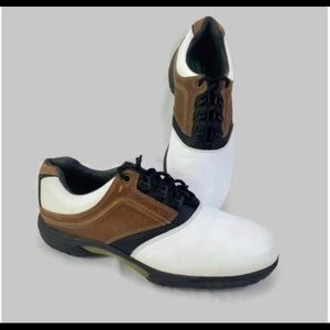 Footjoy Contour series golf shoes- new, never worn, white/saddle brown